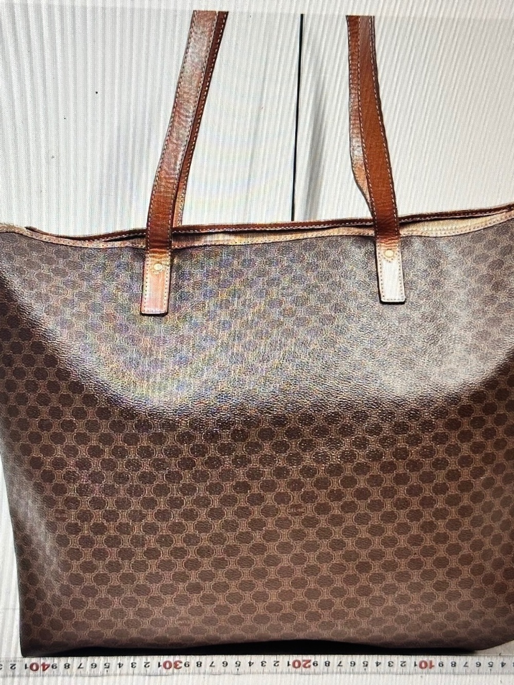 CELINE Macadam Pattern Large Tote Bag PVC Leather Brown - Picture 3 of 9